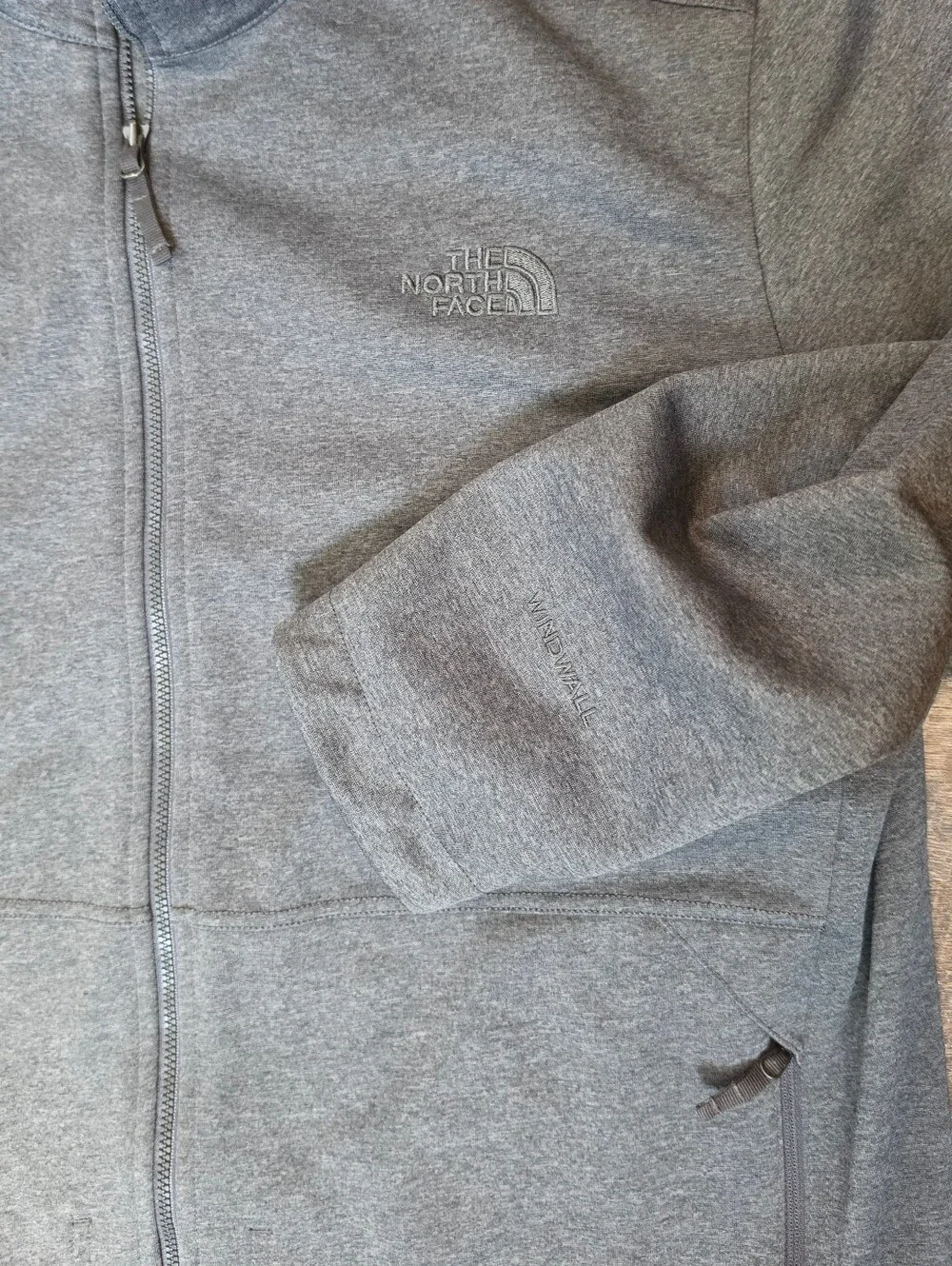 The North Face Apex Bionic Softshell Windwall Full Zip Jacket Mens L Grey Therma